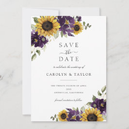 Sonnenblumen Lila Violettblüten Save the Date Einladung