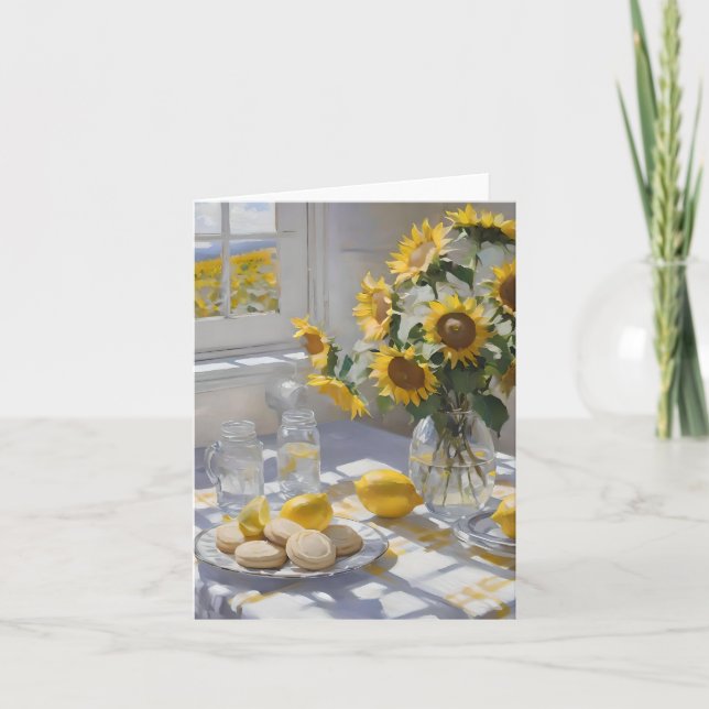 Sonnenblumen & Limonade Sommer - Wasserfarben Karte (Vorderseite)