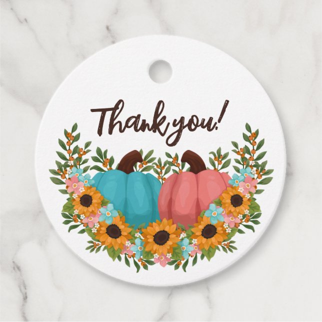 Sonnenblumen Little Pumpkin Gender Offenbarung Dan Geschenkanhänger (Vorderseite)
