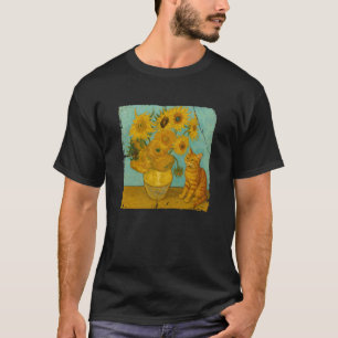 Sonnenblumen Lustige Katzenmalerei Berühmter Künst T-Shirt