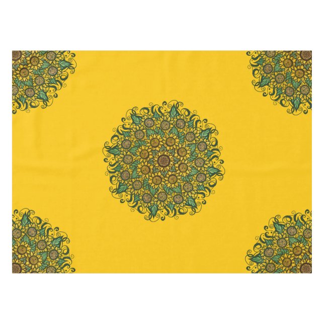 Sonnenblumen Mandala Nature Lover Sonnenblumen Blu Tischdecke (Vorderseite (Horizontal))