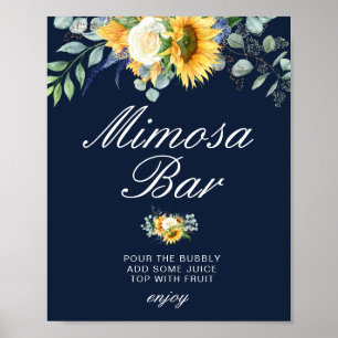 Sonnenblumen Marineblau Brautparty Mimosa Bar Schi Poster