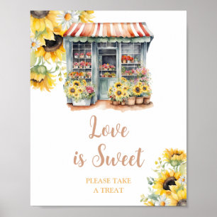 Sonnenblumen Markt Brautparty Liebe ist süß Poster