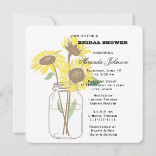 Sonnenblumen Mason Jar Brautparty Einladung