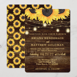 Sonnenblumen Mason Jar Lights Einladung Hochzeit