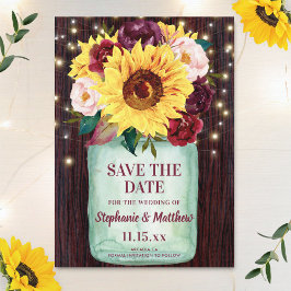 Sonnenblumen Mason Jar Wood Lights Hochzeit Save The Date