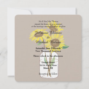 Sonnenblumen Mason Jars Brown Hochzeit Einladung