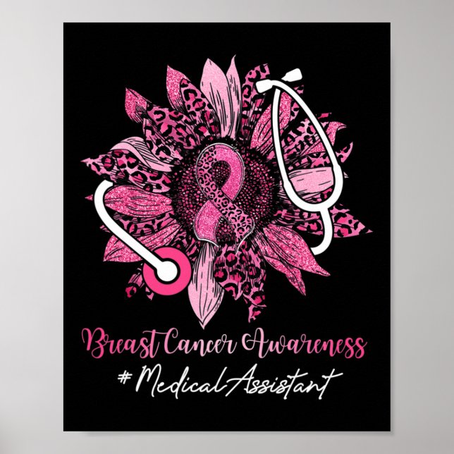 Sonnenblumen Medical Assistant Ribbon Brustkrebs A Poster (Vorne)