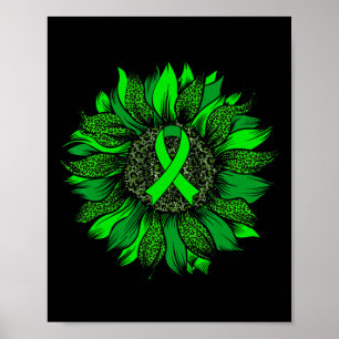 Sonnenblumen Mental Health Awareness Green Ribbon  Poster
