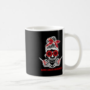 Sonnenblumen Messy Bun Skull Red Ribbon Blutkrebs Kaffeetasse