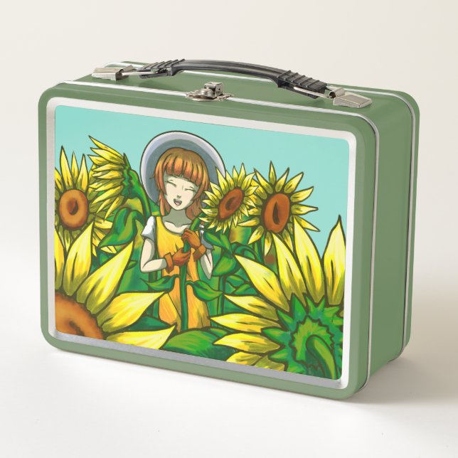 Sonnenblumen Metall Brotdose (Vorderseite)