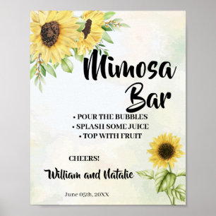 Sonnenblumen Mimosa Bar Brautabschied Hochzeitssch Poster