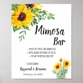 Sonnenblumen Mimosa Bar Hochzeitszeichen Poster