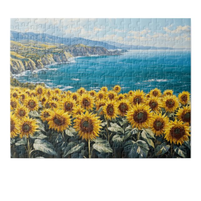 Sonnenblumen mit Blick auf die Ozeanmalerei (Von Creator hochgeladen)