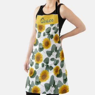 Sonnenblumen mit Eukalyptusblätter-Muster individu Schürze