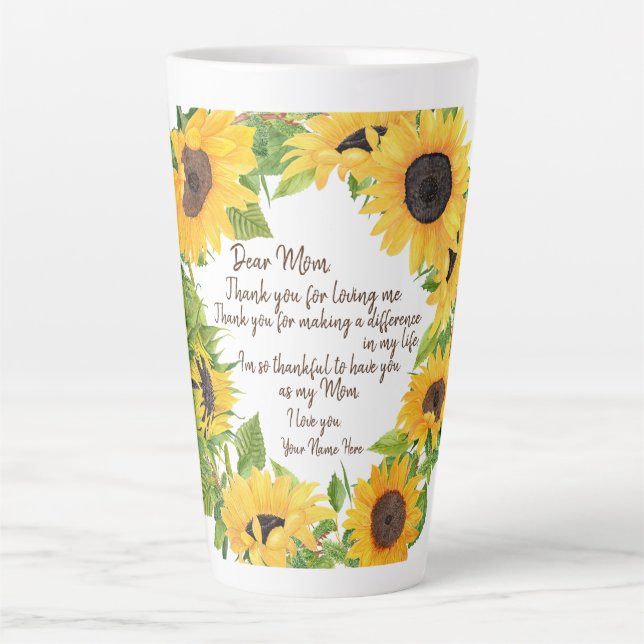 Sonnenblumen mit Mama-Brief Milchtasse (Vorderseite)
