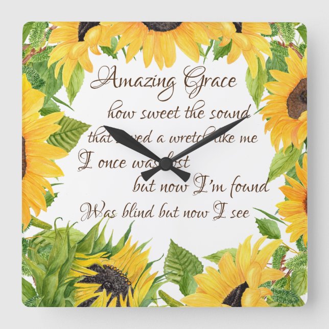 Sonnenblumen mit Phantastischem Grace Hymne  Quadratische Wanduhr (Vorderseite)