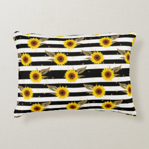 Sonnenblumen mit schwarzen und weißen horizontalen dekokissen