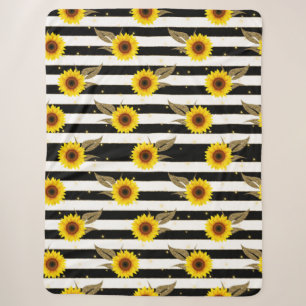 Sonnenblumen mit schwarzen und weißen horizontalen sherpadecke
