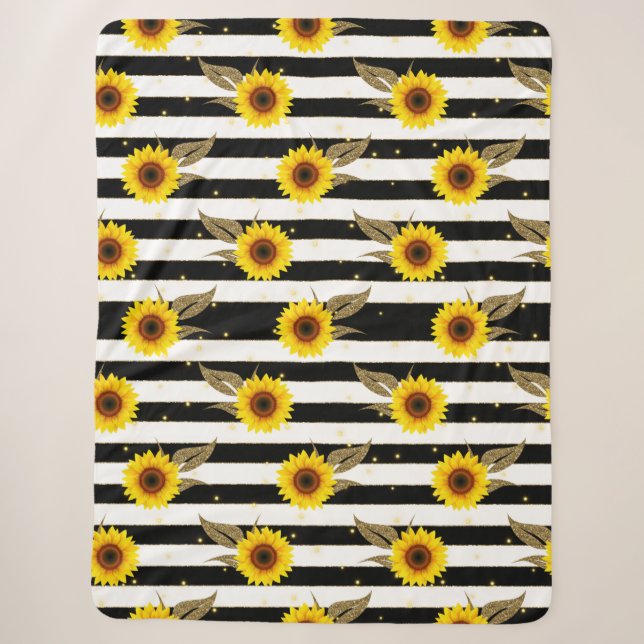 Sonnenblumen mit schwarzen und weißen horizontalen sherpadecke (Vorderseite)