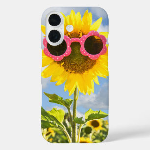 Sonnenblumen mit Sonnenbrille iPhone 16 Hülle