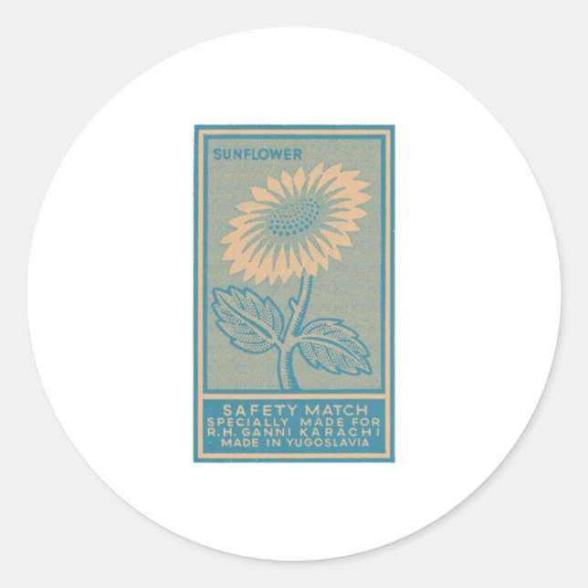 Sonnenblumen Mitte Jahrhundert Modernes Buch Kunst Runder Aufkleber (Vorderseite)