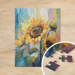 Sonnenblumen Moderne Abstrakte Blumenbemalung<br><div class="desc">Ein lebendiges, modernes abstrakt-impressionistisches Gemälde mit Sonnenblumen. Das Kunstwerk enthält strukturierte Pinselstriche in fett gelben, blauen und grünen Farbtönen. Das dynamische Bürstenwerk und die lebhaften Farben schaffen ein Gefühl der Bewegung, das die Schönheit und Energie der Sonnenblumen in einem frischen, zeitgenössischen Stil einfängt. Die reiche Textur und die ausdrucksvollen Striche...</div>