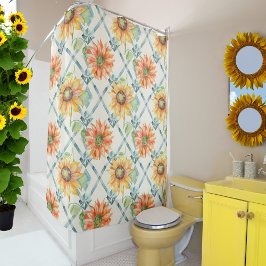 Sonnenblumen Moderne Aquarellblumen Duschvorhang