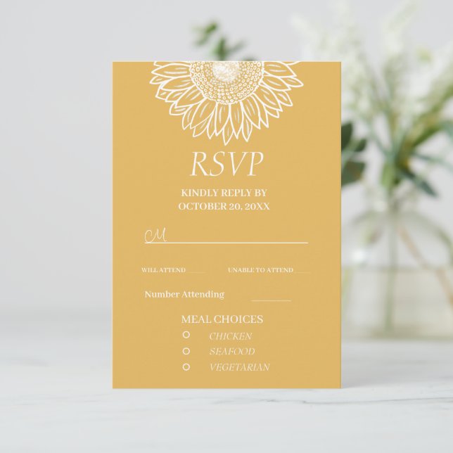 Sonnenblumen Moderner Garten Blumen RSVP Karte (Stehend Vorderseite)