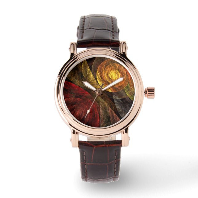 Sonnenblumen Modernes Abstraktes Kunstmuster Armbanduhr (Vorderseite)