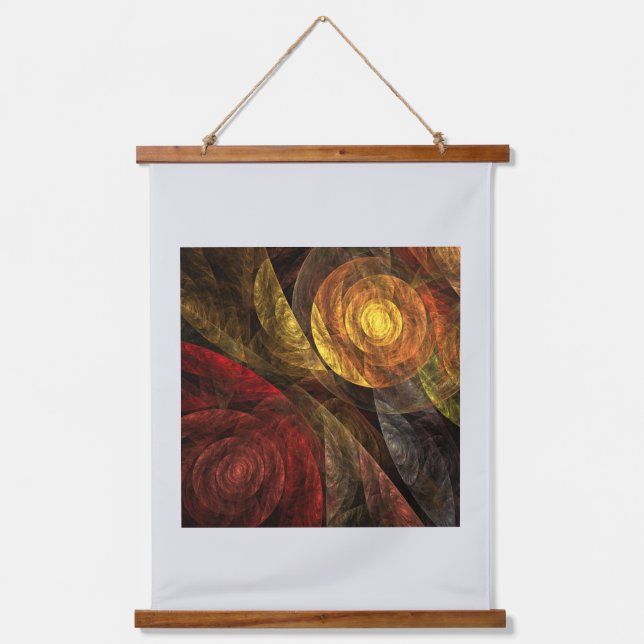 Sonnenblumen Modernes Abstraktes Kunstmuster Wandteppich Mit Holzrahmen (Vorderseite)