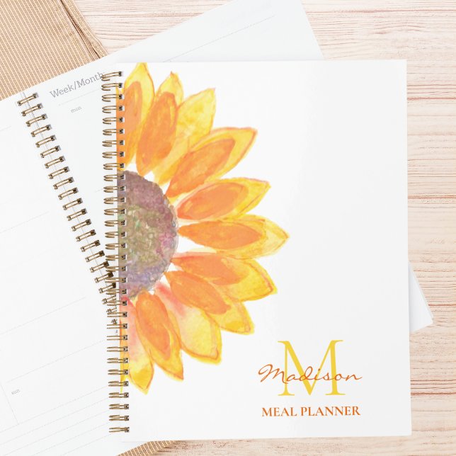 Sonnenblumen-Monogramm-Essensplaner Planer (Von Creator hochgeladen)
