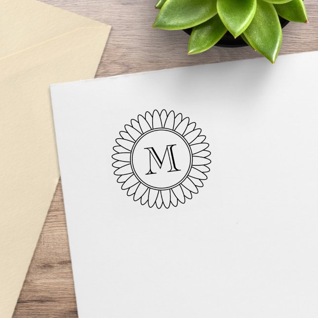 Sonnenblumen-Monogramm, Initial 1x1 Gummistempel (Von Creator hochgeladen)