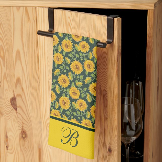 Sonnenblumen Monogramm Küchentücher (Drittel gefaltet)