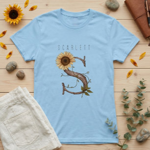 Sonnenblumen-Monogramm 'S' Elegant T-Shirt
