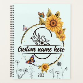 Sonnenblumen-Monogramm-Schmetterlinge Buchstabe S Planer