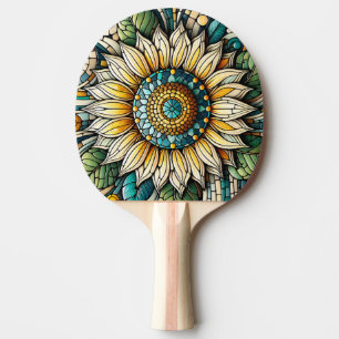 Sonnenblumen-Mosaik aus Buntglas Tischtennis Schläger
