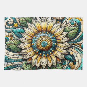Sonnenblumen-Mosaik aus Glas Geschirrtuch