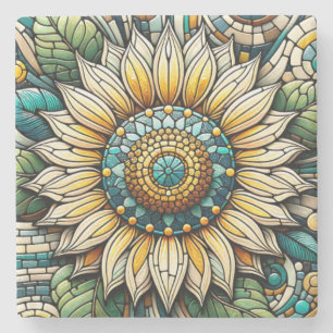 Sonnenblumen-Mosaik aus Glas Steinuntersetzer
