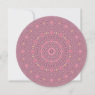 Sonnenblumen Mosaik Round Note Card Cranberry Red Dankeskarte