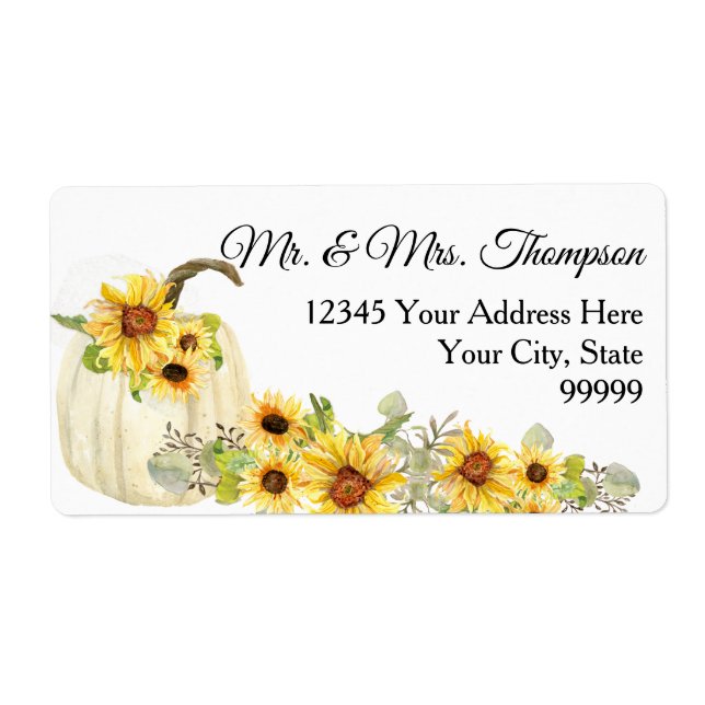 Sonnenblumen Mustard Floral Wasserfarbe Weiße Kürb (Vorne)