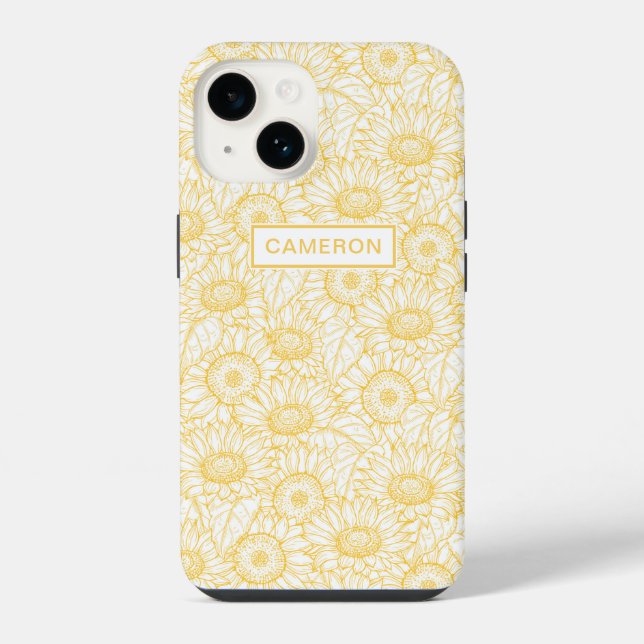 Sonnenblumen-Muster iPhone 14 Hülle (Rückseite)