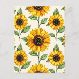 Sonnenblumen-Muster nahtlos in hellgelb Postkarte