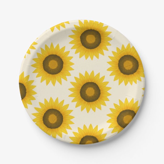 Sonnenblumen-Muster  Pappteller (Vorderseite)