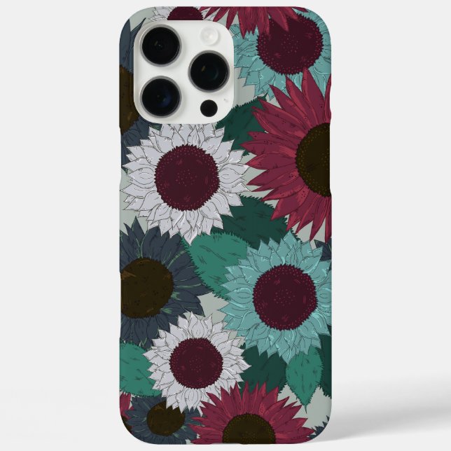 Sonnenblumen-Muster Warme Töne iPhone-Hülle iPhone 16 Pro Max Hülle (Rückseite)