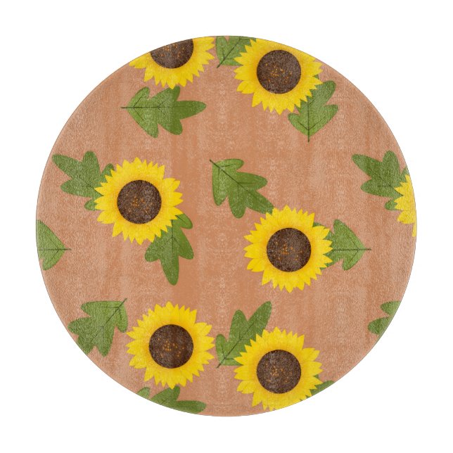 Sonnenblumen-Musterdesign – Hübsche Blumen-Ästheti Schneidebrett (Vorderseite)