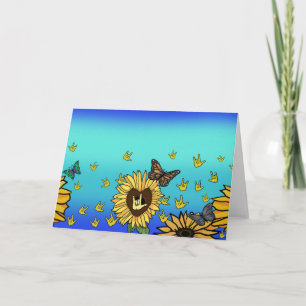 Sonnenblumen - n- Schmetterlinge Grußkarten Karte