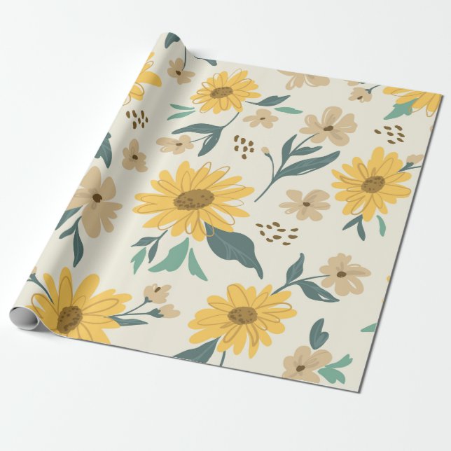 Sonnenblumen nahtlos Muster. Gelber Schwanz mit Geschenkpapier (Ungerollt)