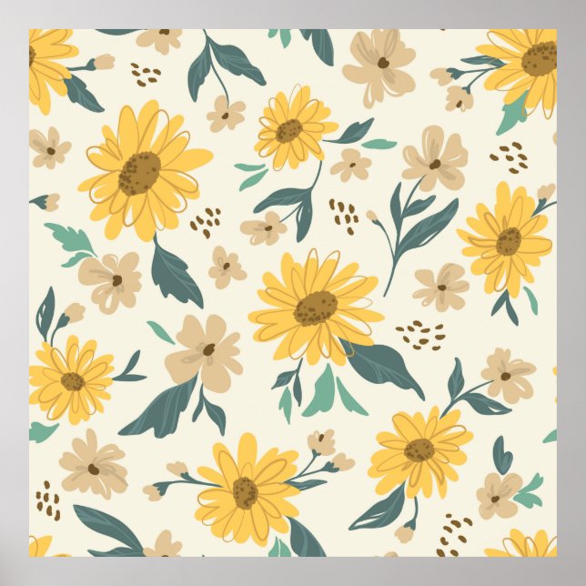 Sonnenblumen nahtlos Muster. Gelber Schwanz mit Poster (Vorne)