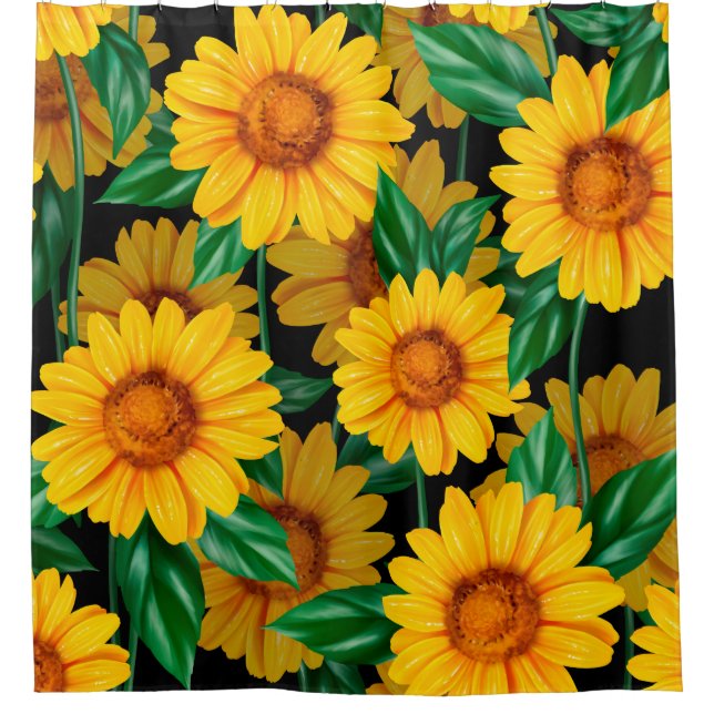 Sonnenblumen nahtlos Muster. Hintergrund mit gelb Duschvorhang (Vorderseite)